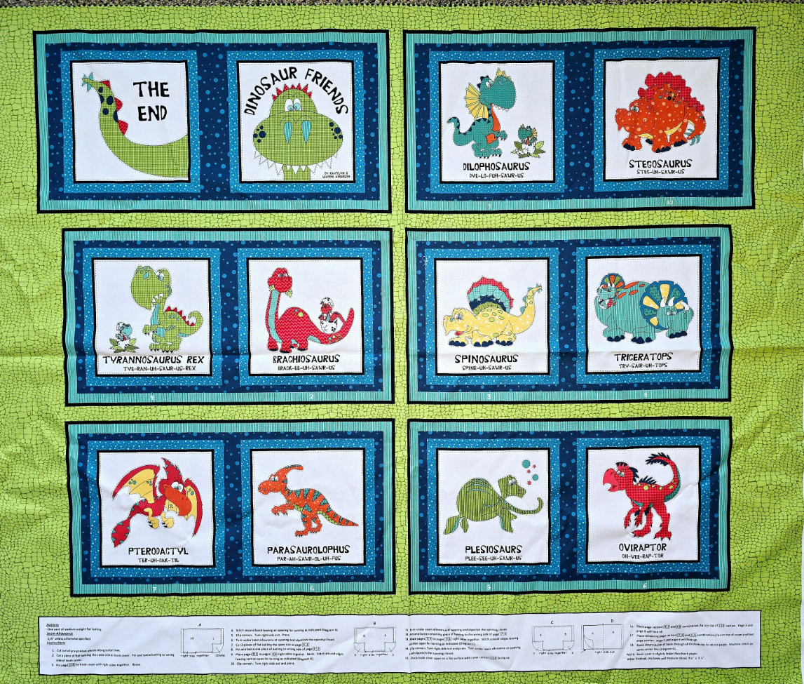 Henry Glass Dinosaur Friends Book 8560P Fabric by the Panel