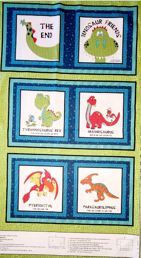 Henry Glass Dinosaur Friends Book 8560P Fabric by the Panel