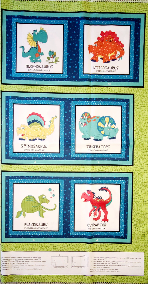 Henry Glass Dinosaur Friends Book 8560P Fabric by the Panel