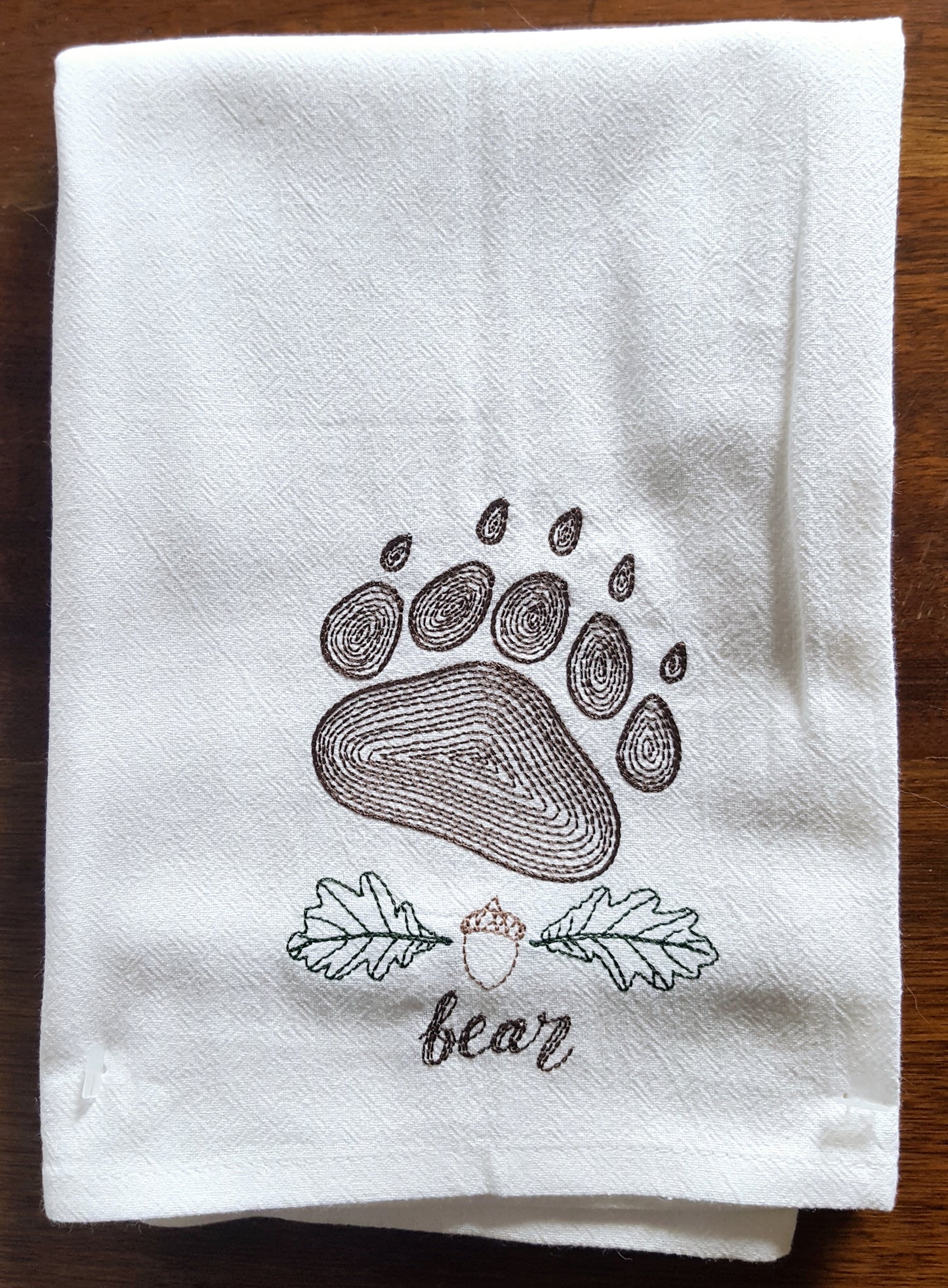 Animal Tracks Machine Embroidered Flour Sack Dish Towel