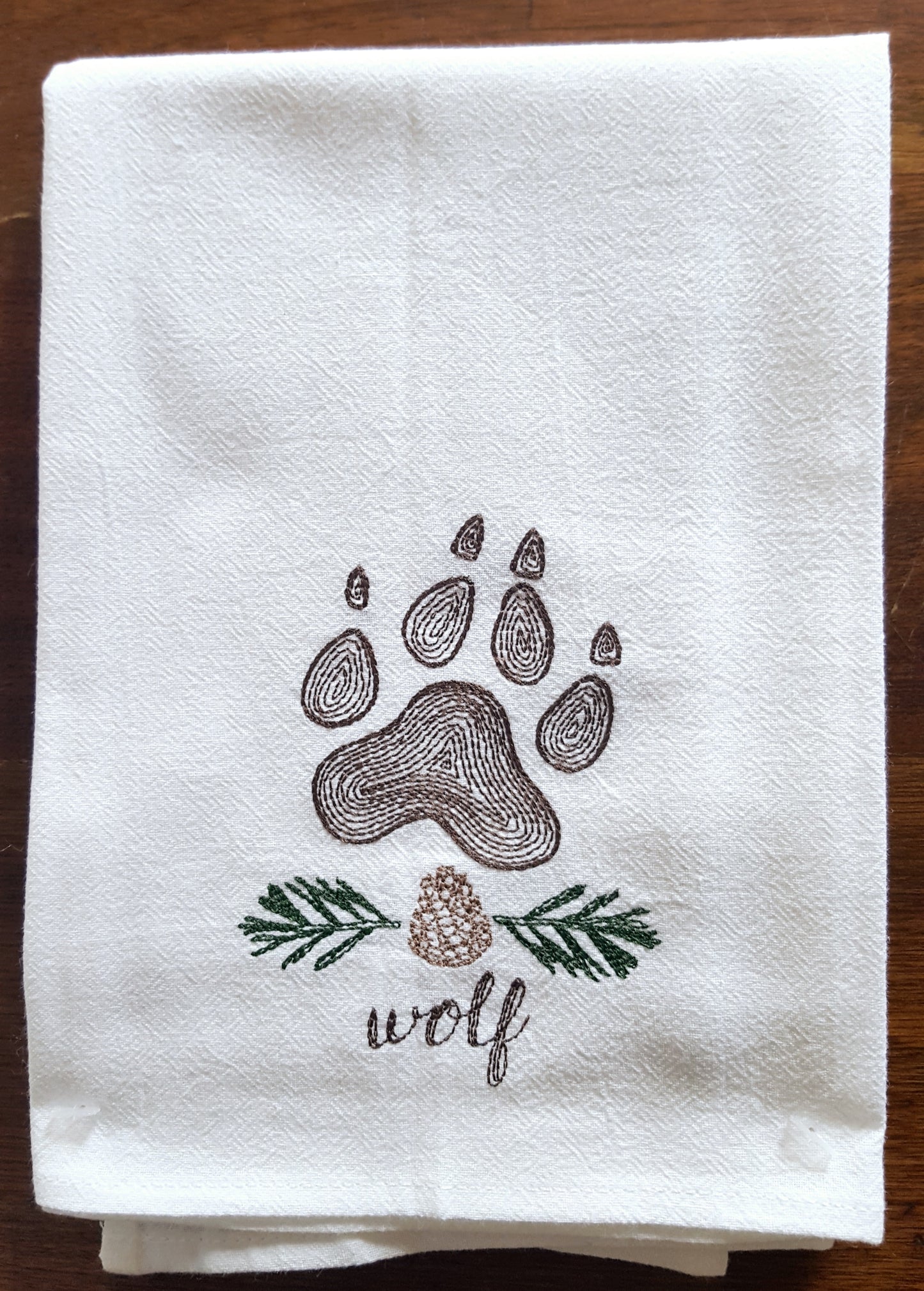 Animal Tracks Machine Embroidered Flour Sack Dish Towel