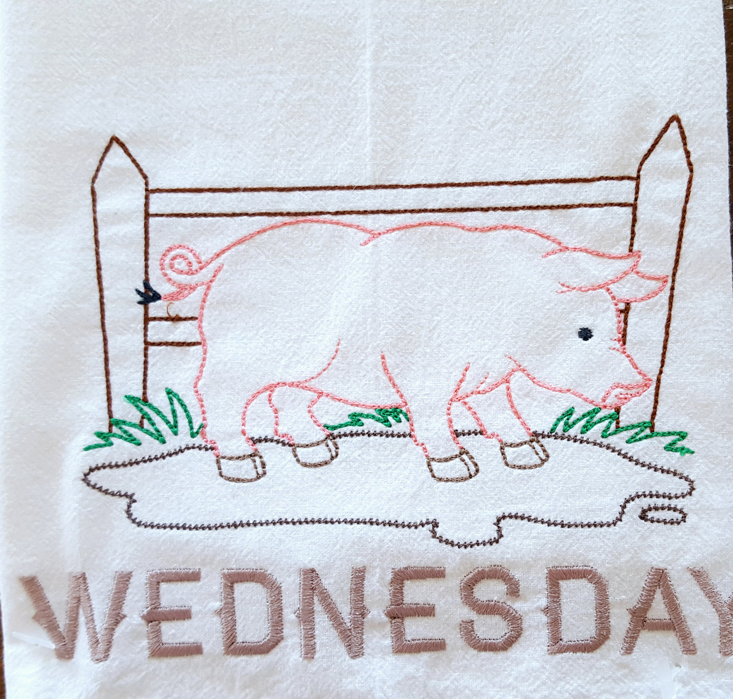 Farm Life Days of the Week Embroidered Flour Sack Towels