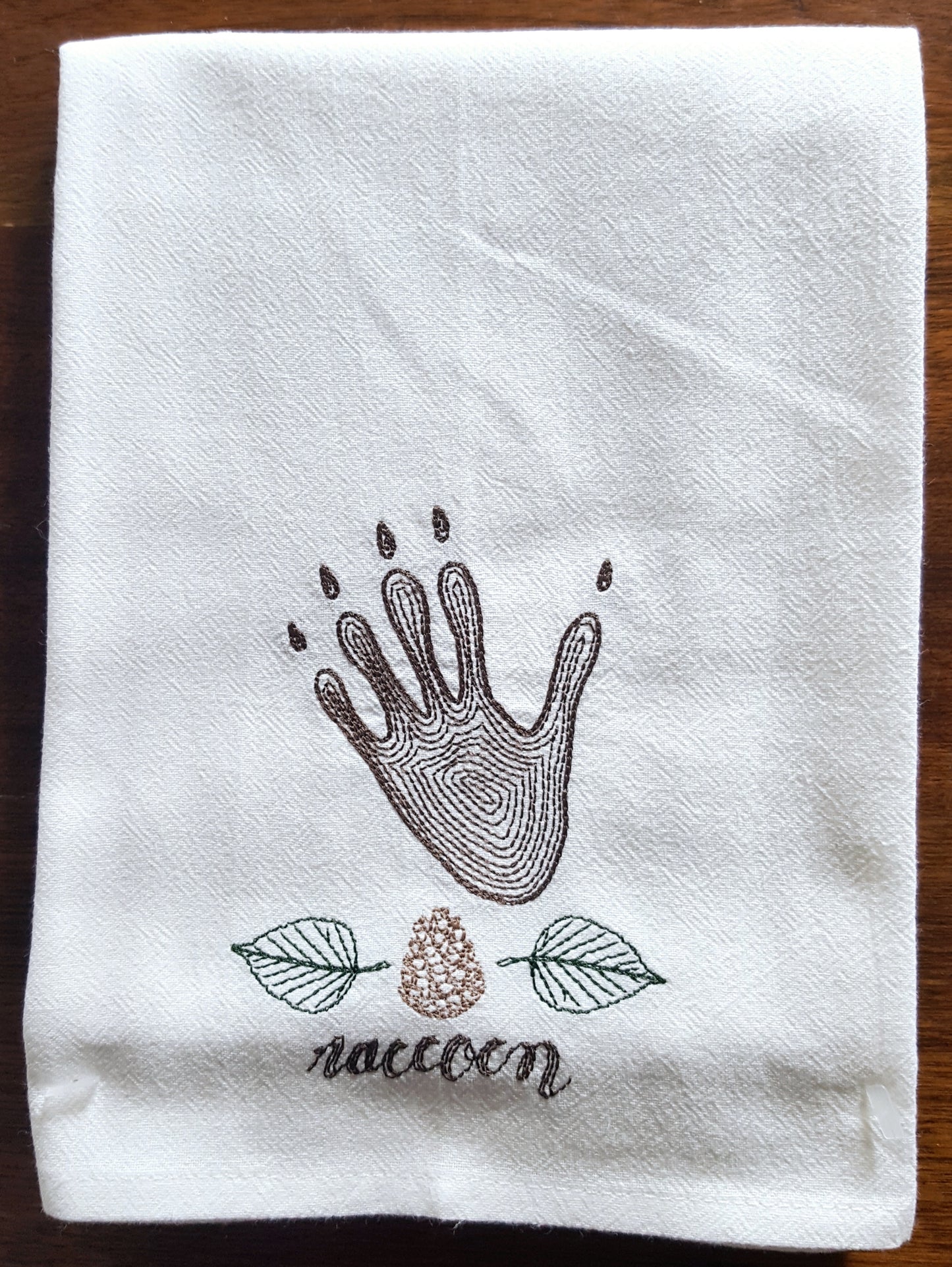 Animal Tracks Machine Embroidered Flour Sack Dish Towel