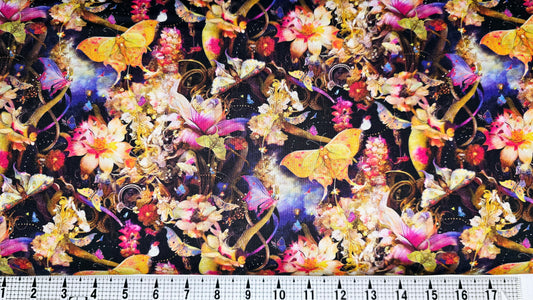 Blank Quilting Night Garden Pink Flowers and Butterflies 3555 Fabric by the Yard//Piece