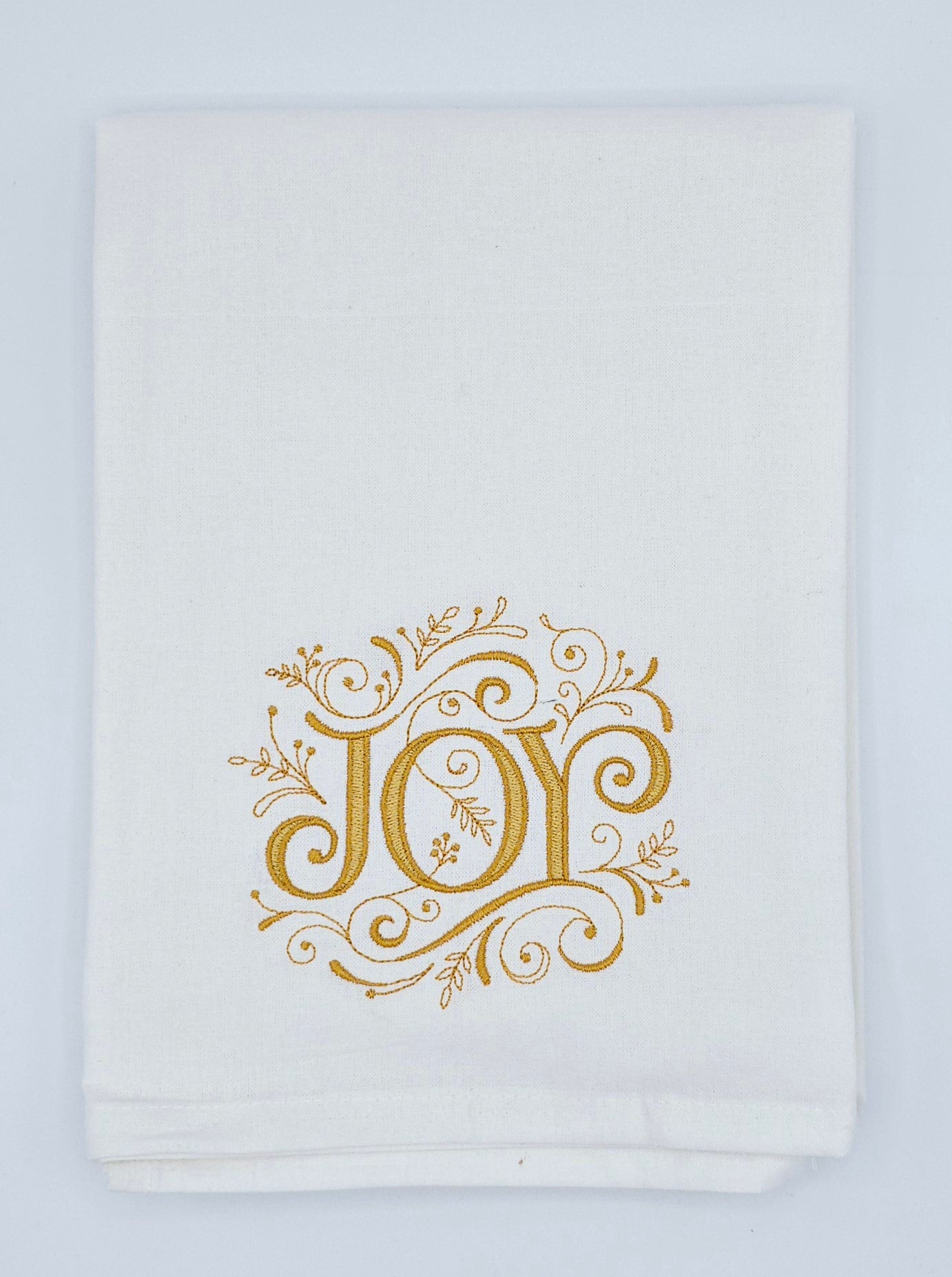 Merry-Peace-Joy Machine Embroidered Flour Sack Dish Towel