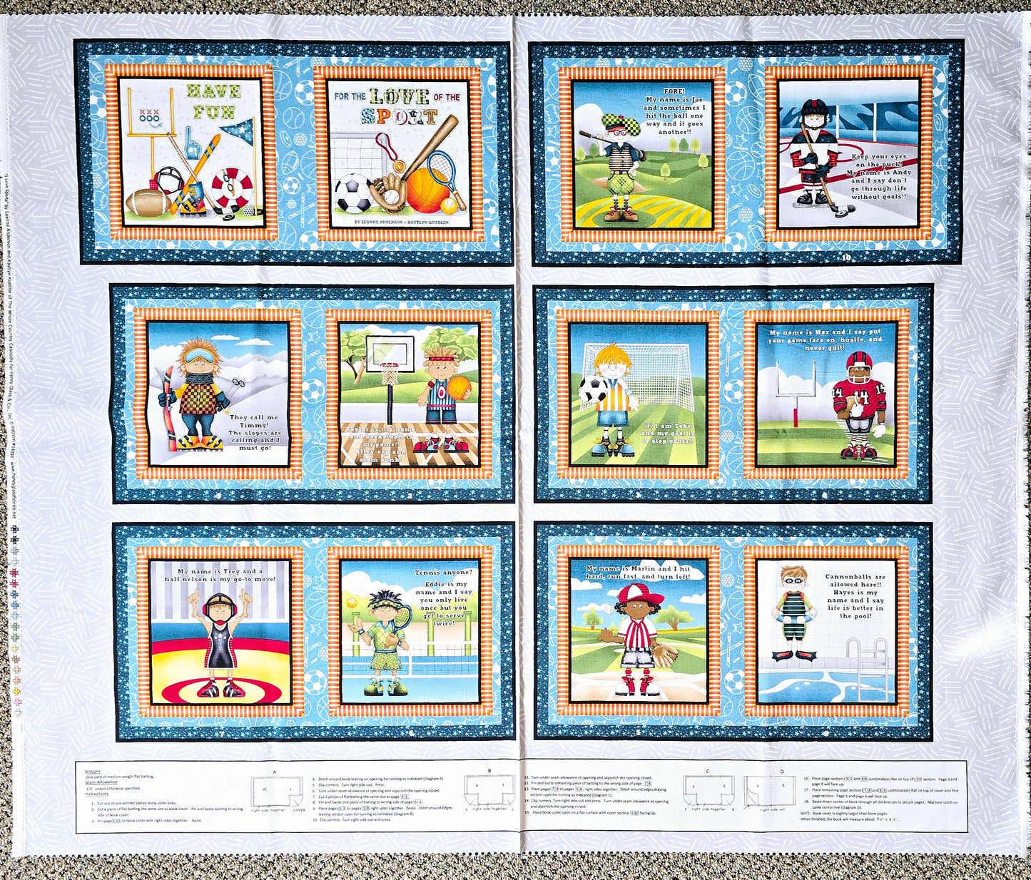 Henry Glass I Love Sports Book 1439P Fabric by the Panel