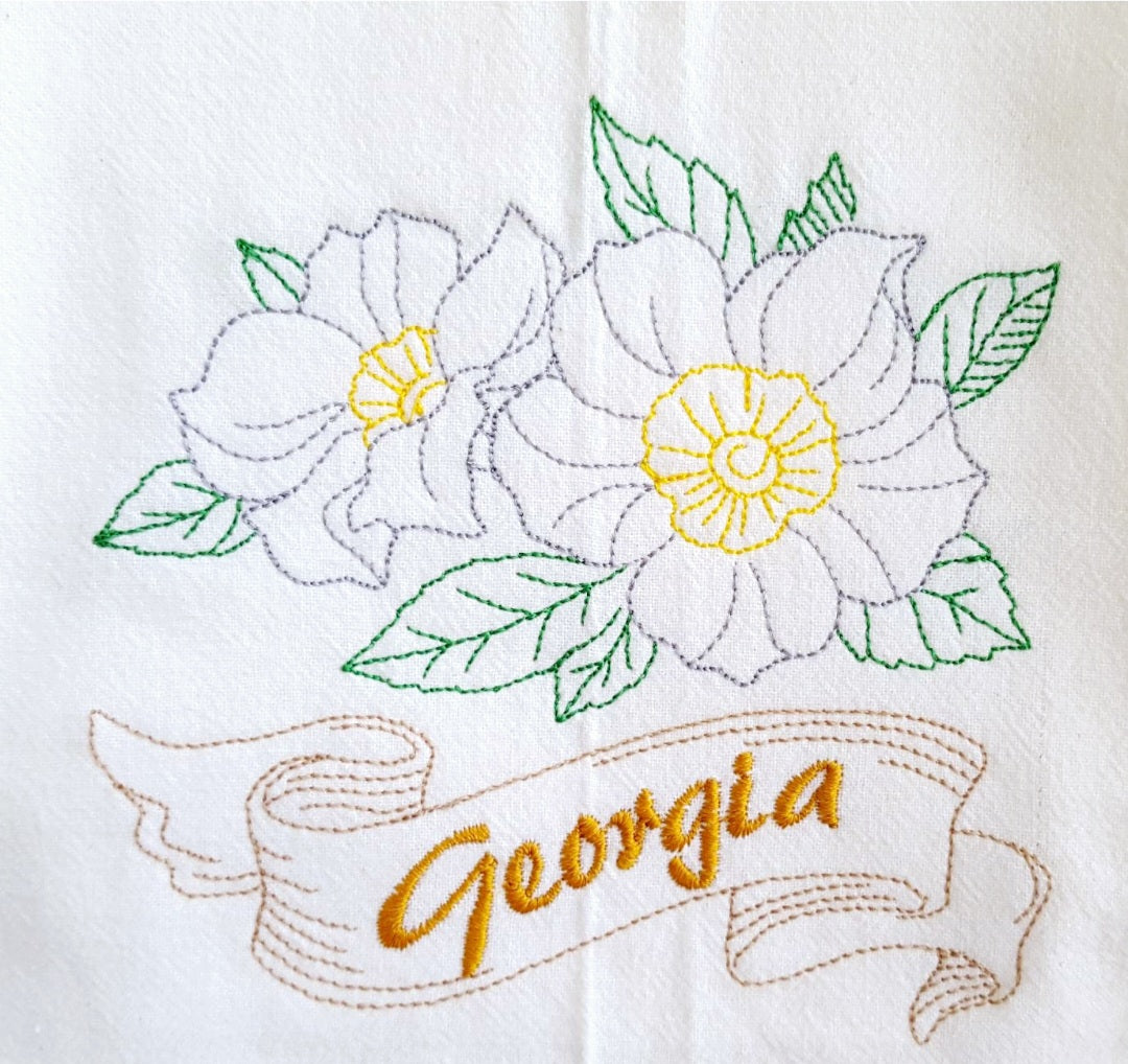 Georgia State Bird Brown Thrasher OR State Flower Cherokee Rose Flour Sack Towels