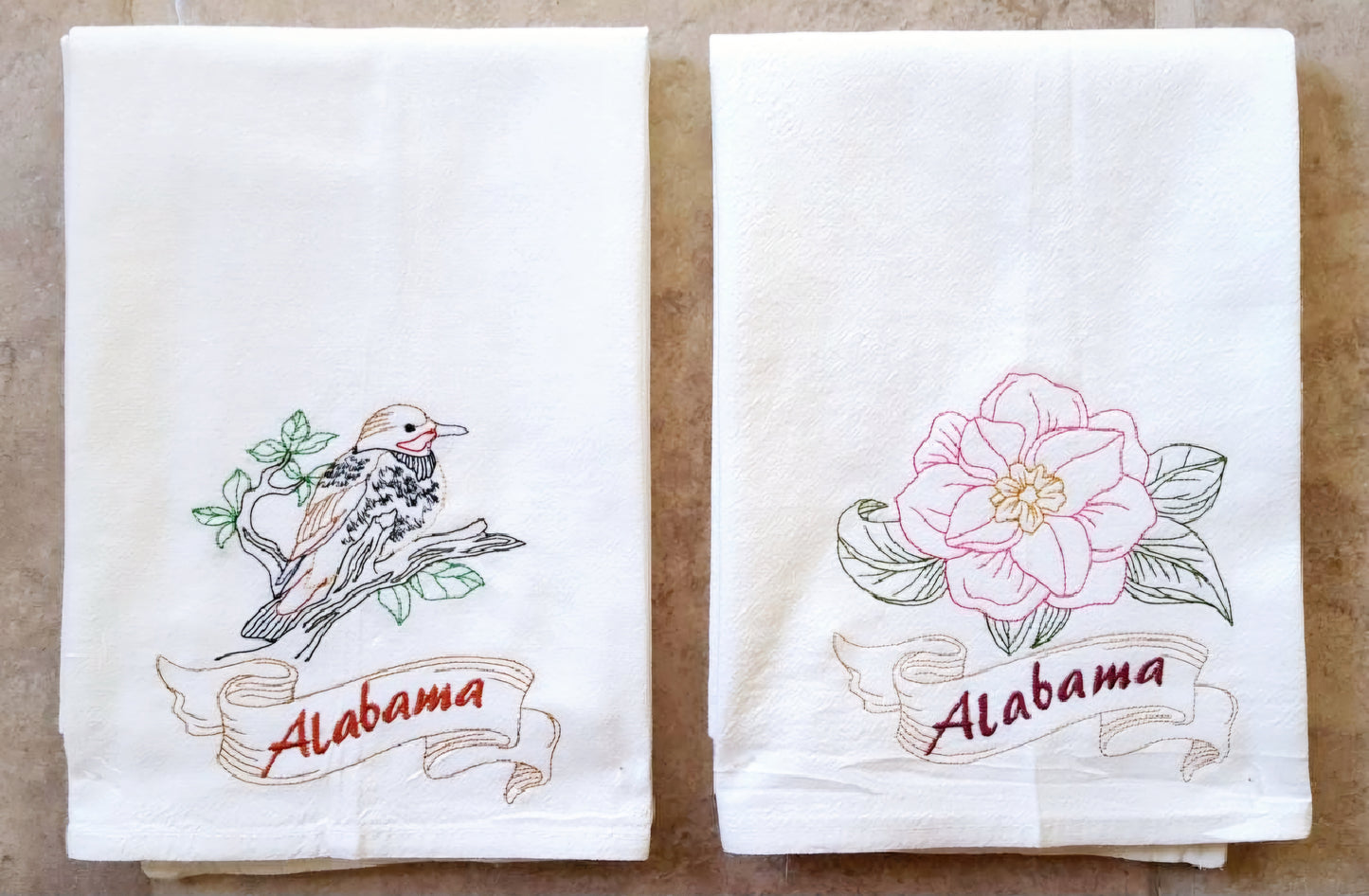 Alabama State Bird Yellowhammer OR State Flower Camellia Flour Sack Towels