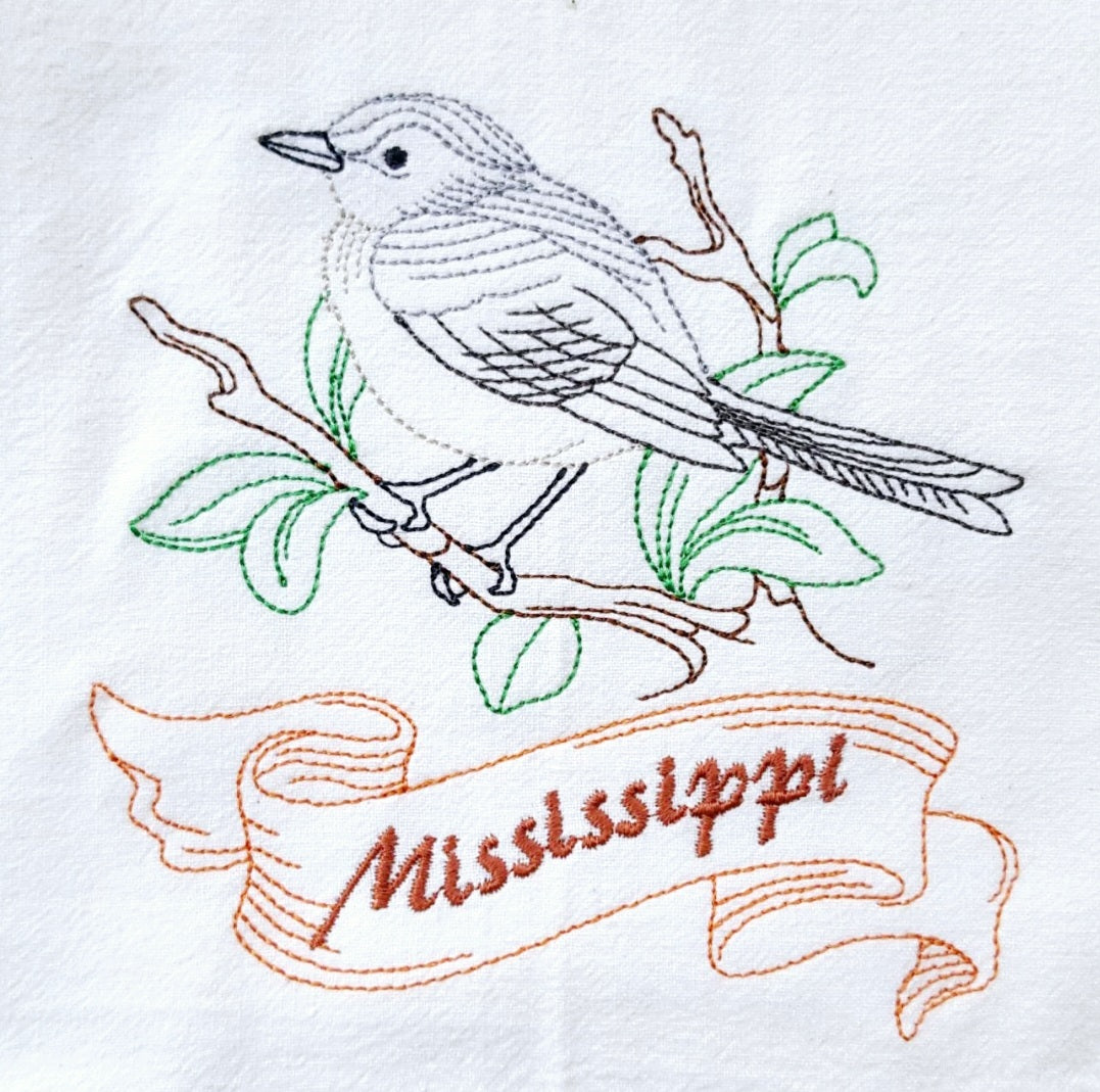 Mississippi State Bird Mockingbird OR State Flower Magnolia Flour Sack Towel