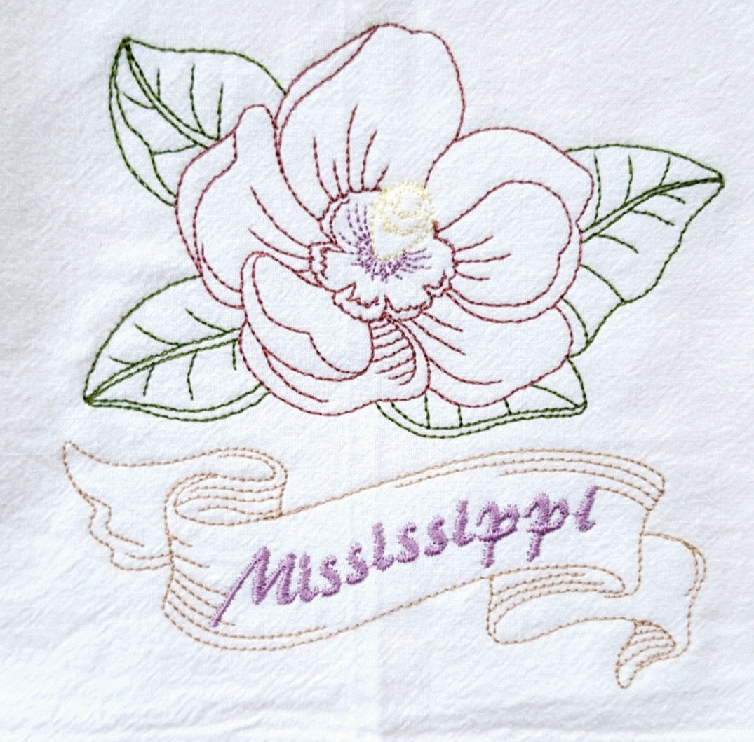 Mississippi State Bird Mockingbird OR State Flower Magnolia Flour Sack Towel