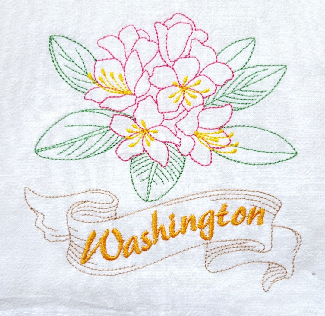 Washington State Bird Willow Goldfinch OR State Flower Rhododendron Flour Sack Towels