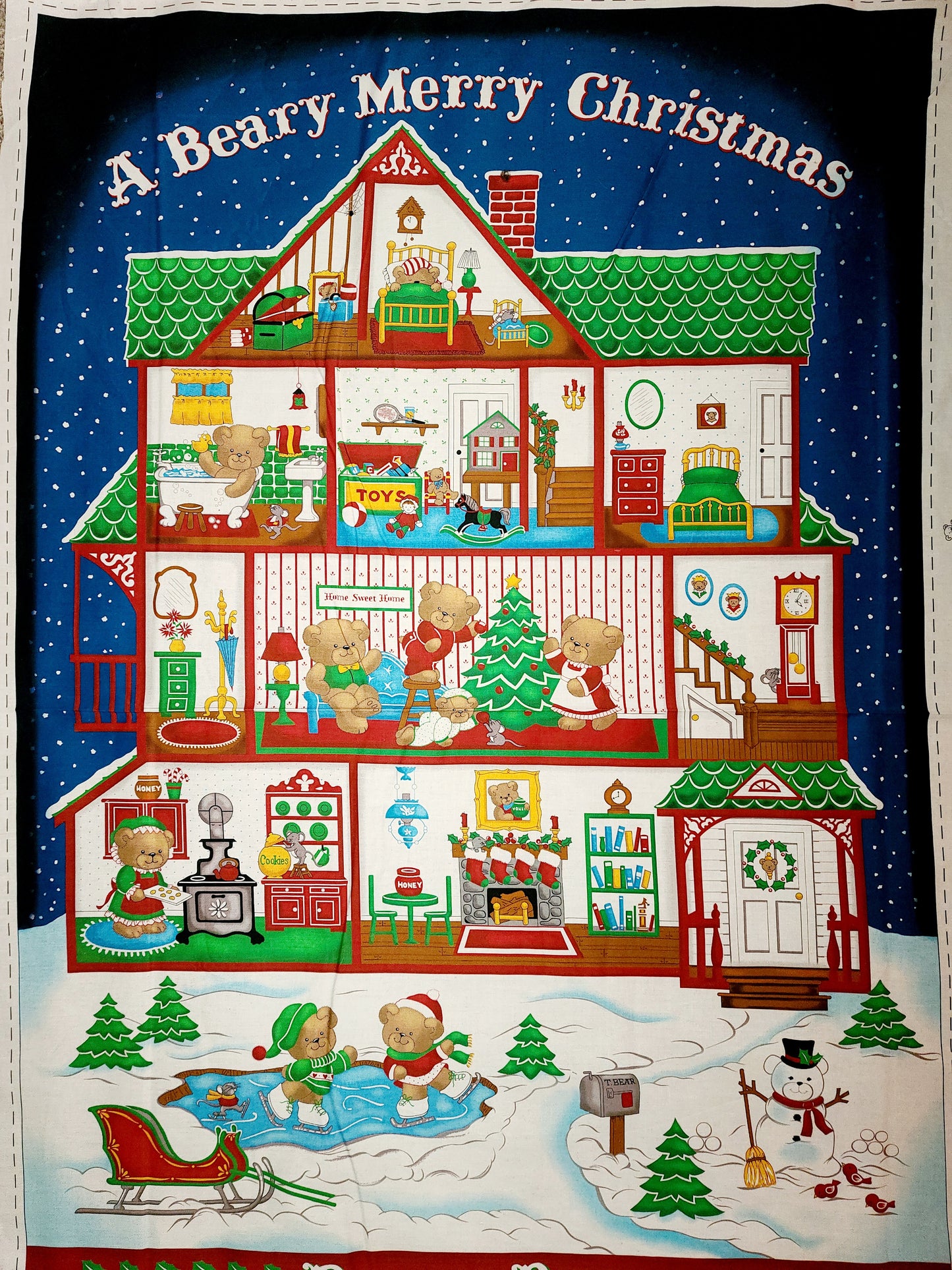 Quilting Treasures Beary Merry Christmas Countdown-to-Christmas or Advent Calendar Fabric by the Panel