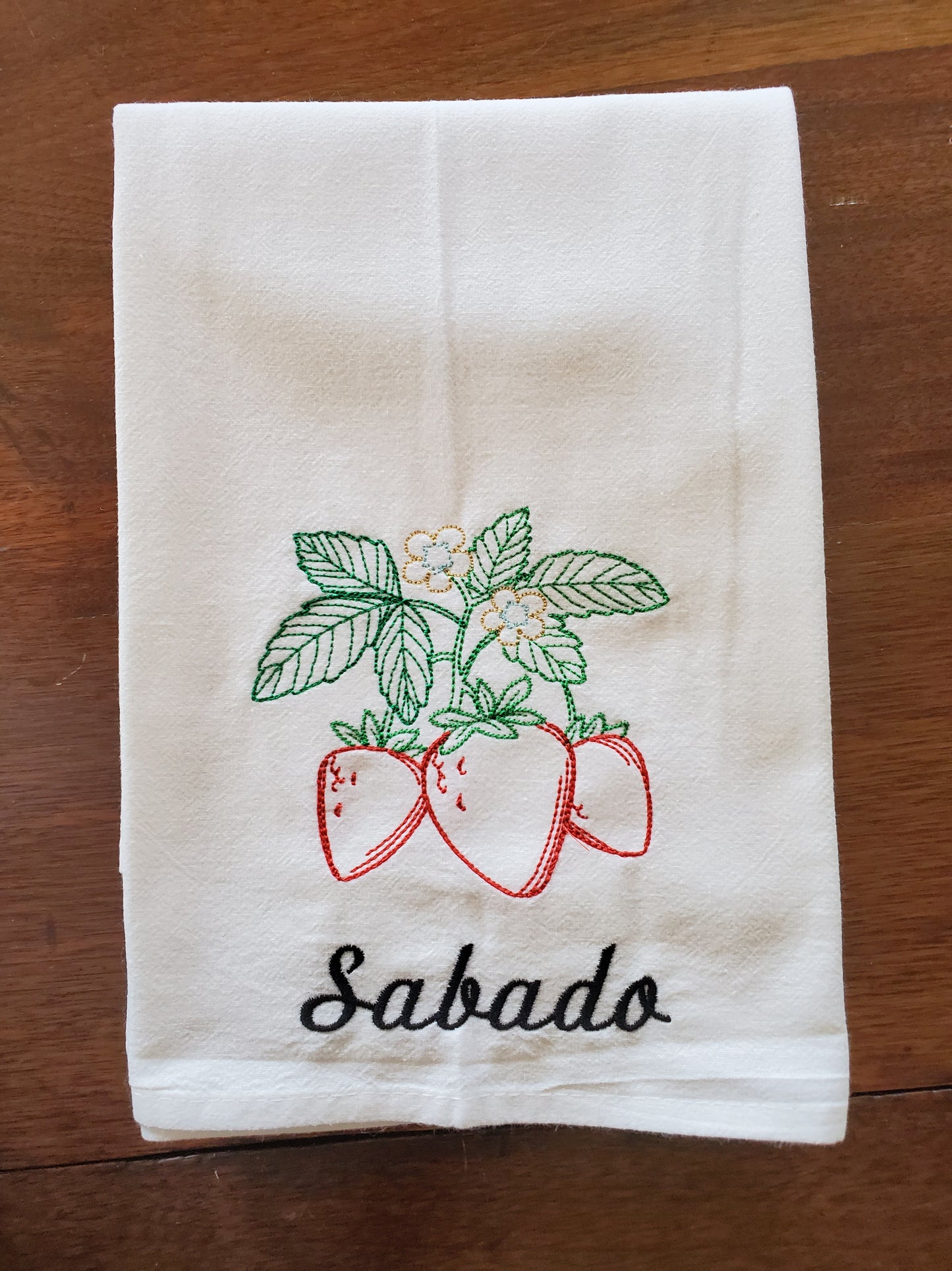 Vintage Fruit Days of the Week SPANISH Machine Embroidered Flour Sack Dish Towels