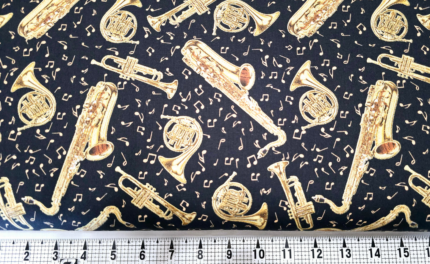 Timeless Treasures Tossed Brass Instruments CM3238 Fabric by the Yard//Piece