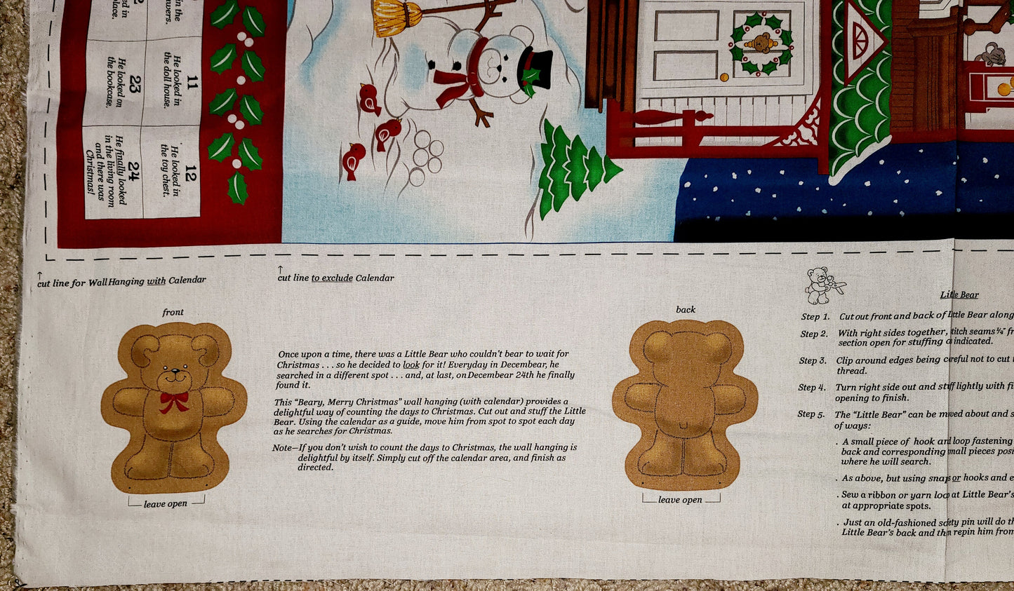 Quilting Treasures Beary Merry Christmas Countdown-to-Christmas or Advent Calendar Fabric by the Panel