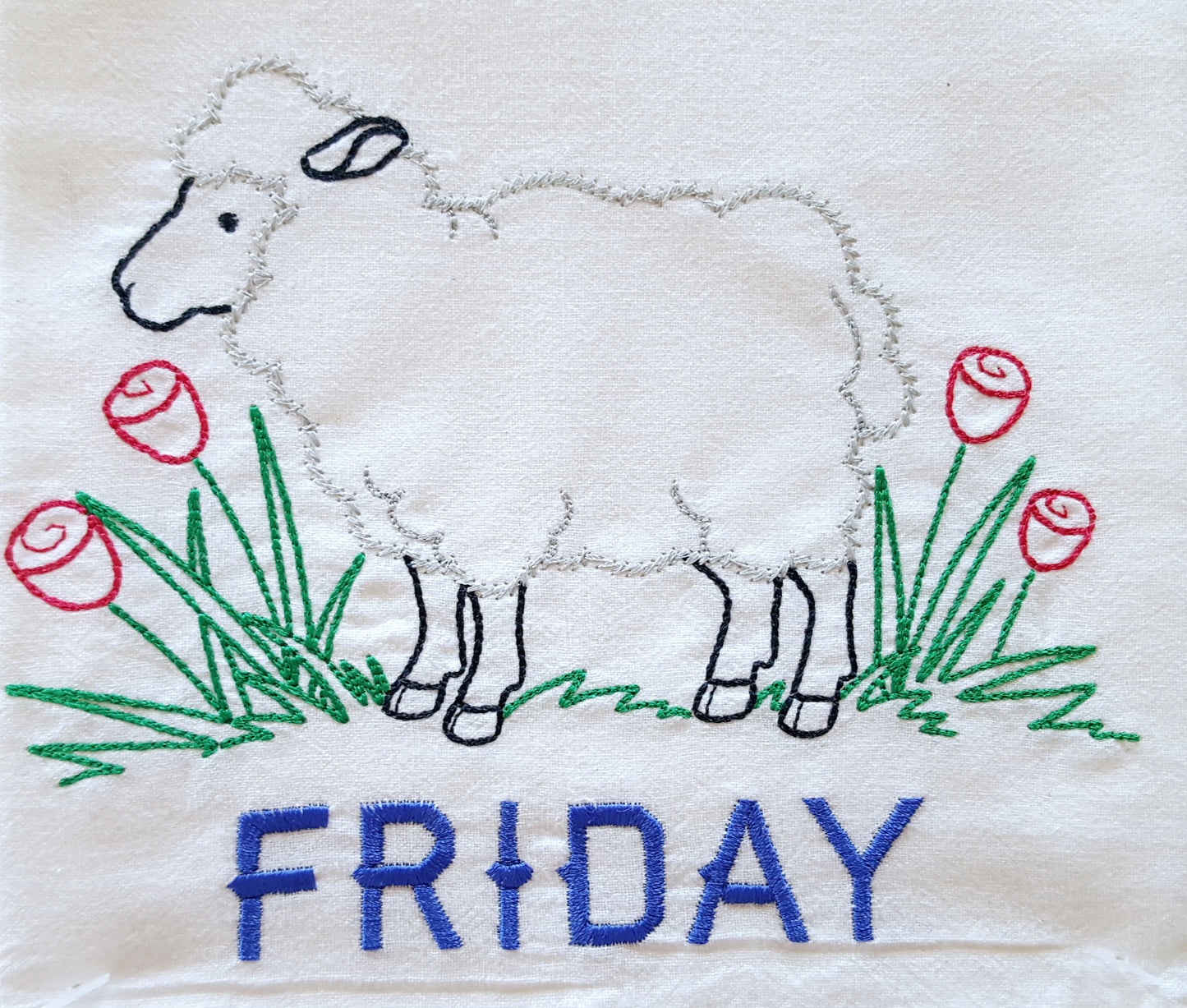 Farm Life Days of the Week Embroidered Flour Sack Towels