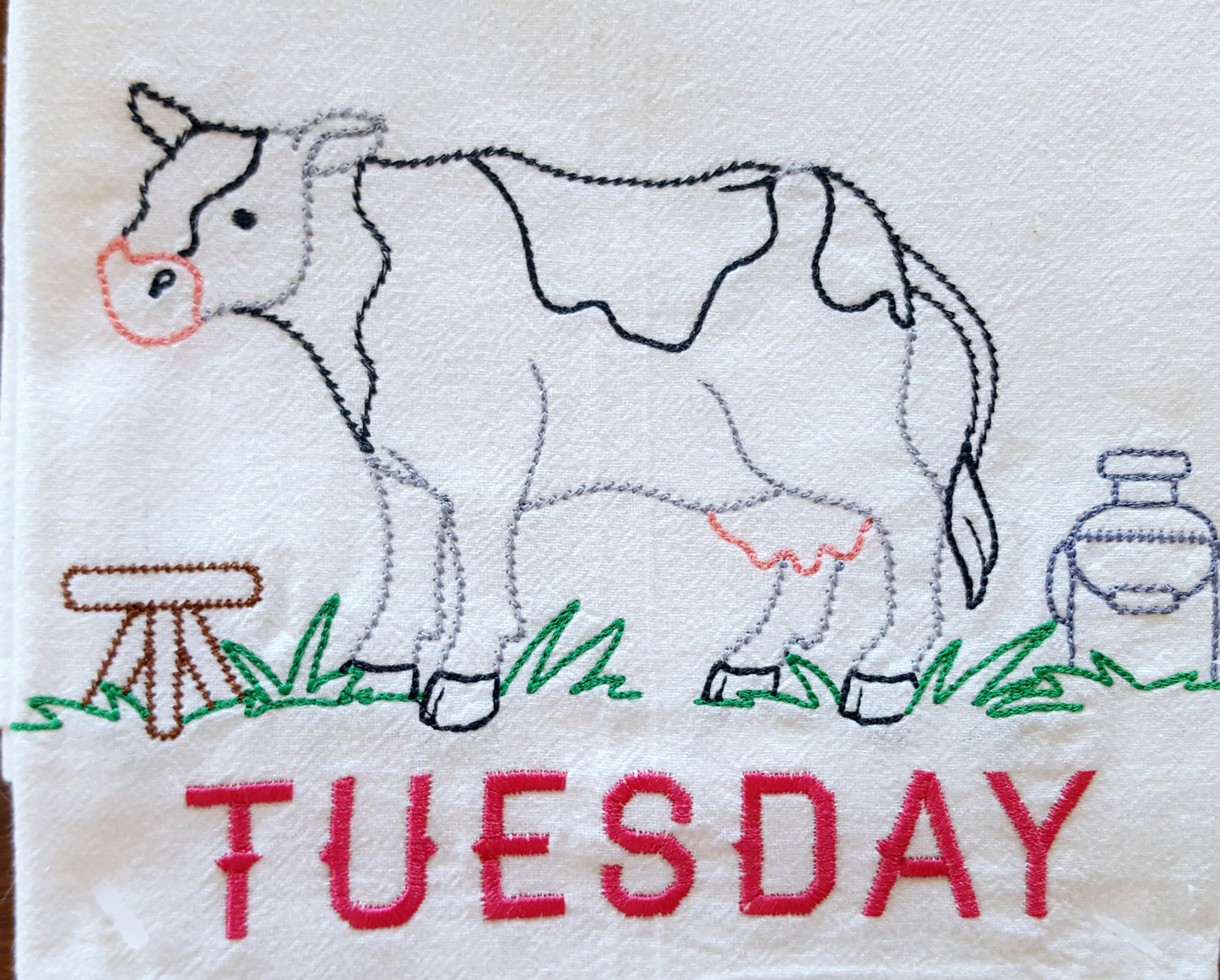 Farm Life Days of the Week Embroidered Flour Sack Towels