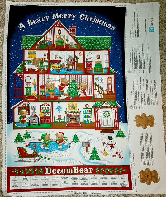 Quilting Treasures Beary Merry Christmas Countdown-to-Christmas or Advent Calendar Fabric by the Panel