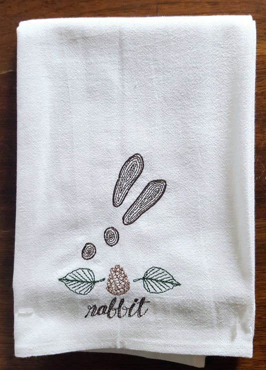 Animal Tracks Machine Embroidered Flour Sack Dish Towel