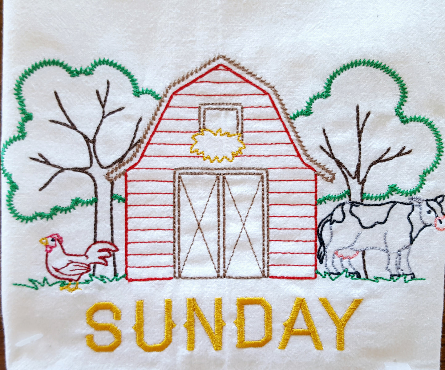 Farm Life Days of the Week Embroidered Flour Sack Towels