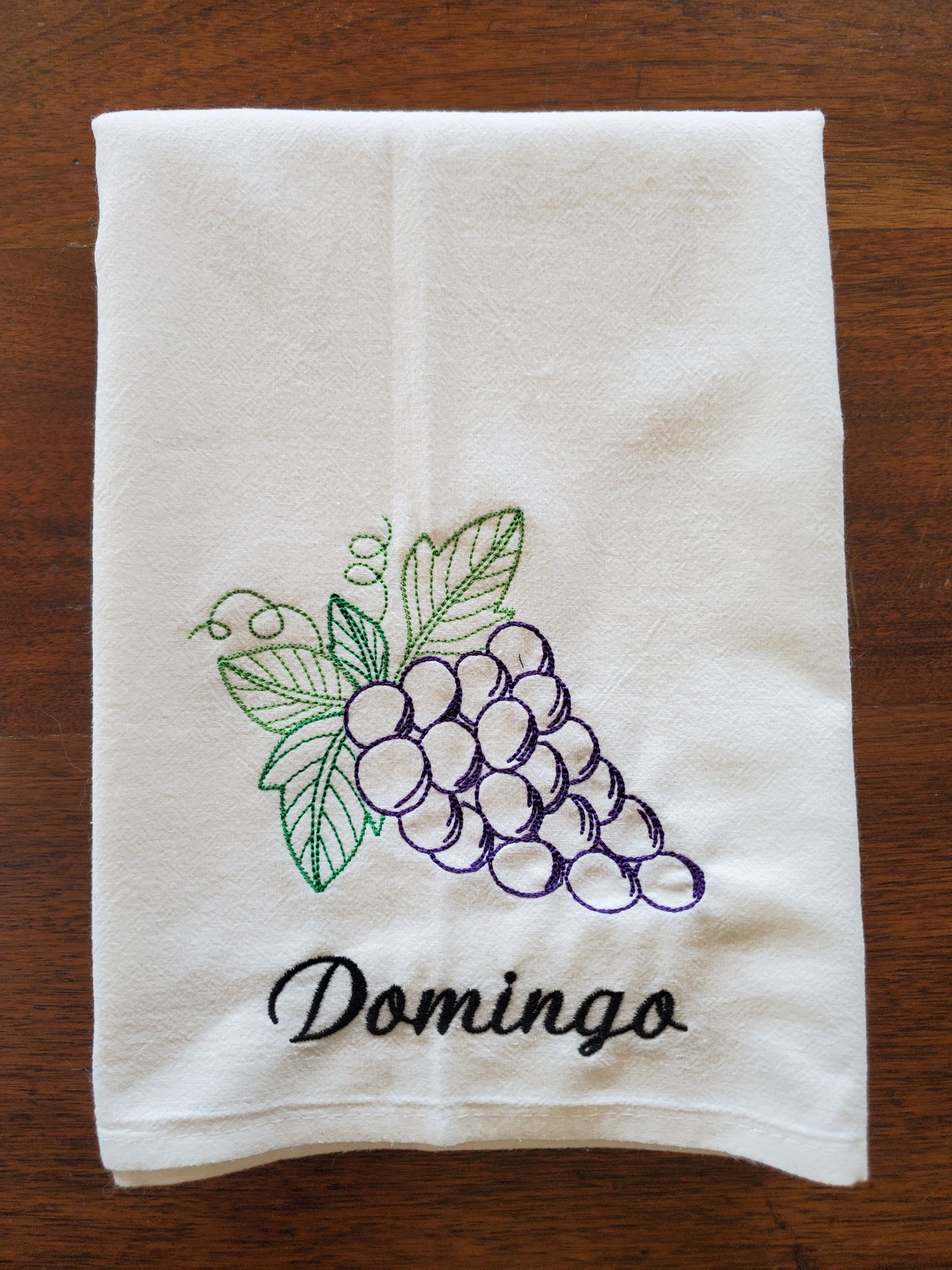 Vintage Fruit Days of the Week SPANISH Machine Embroidered Flour Sack Dish Towels