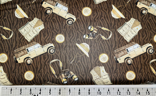 Blank Quilting Safari Accessories on Brown 3632 Fabric by the Yard//Piece