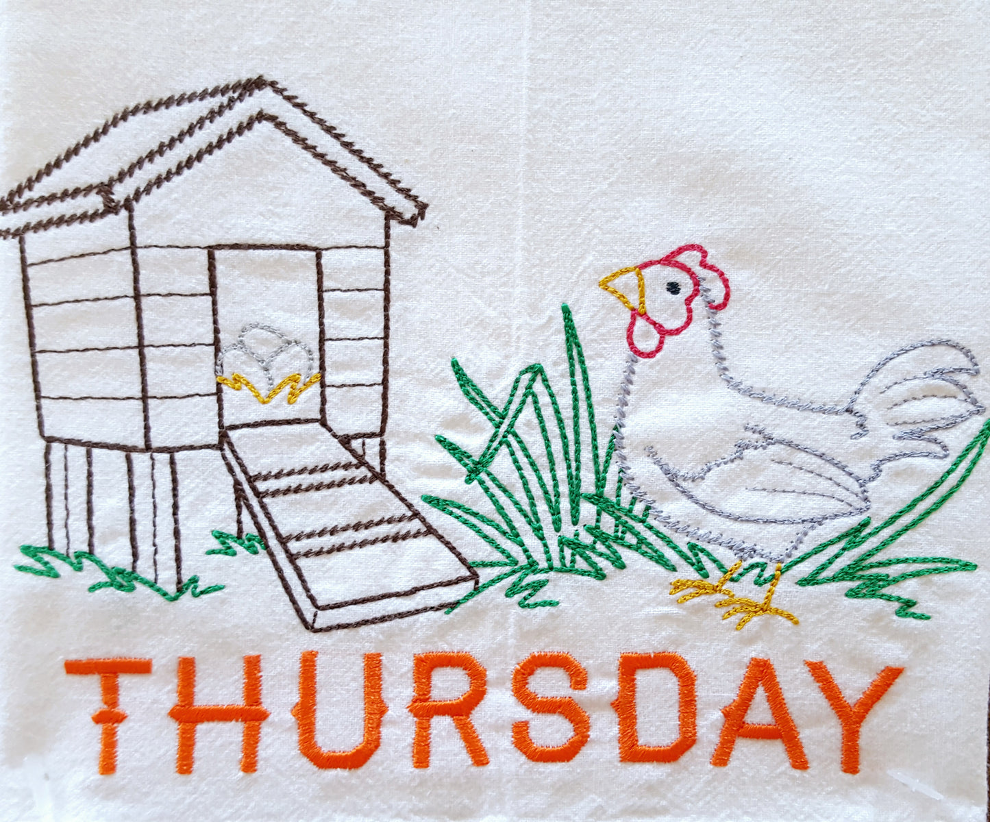 Farm Life Days of the Week Embroidered Flour Sack Towels