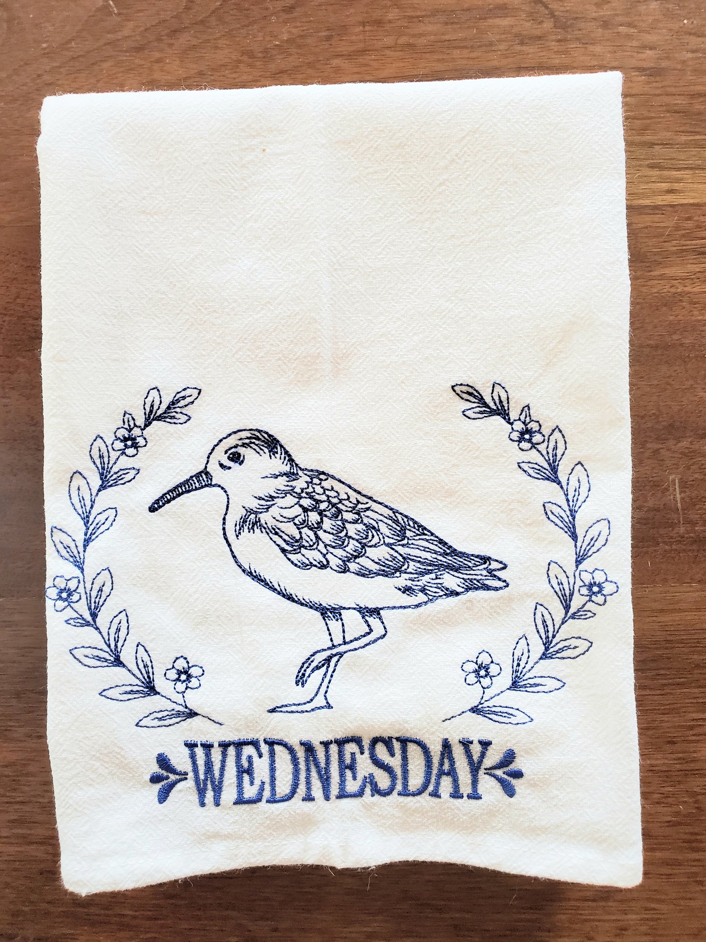 Coastal Creatures Days of the Week Machine Embroidered Flour Sack Dish Towels