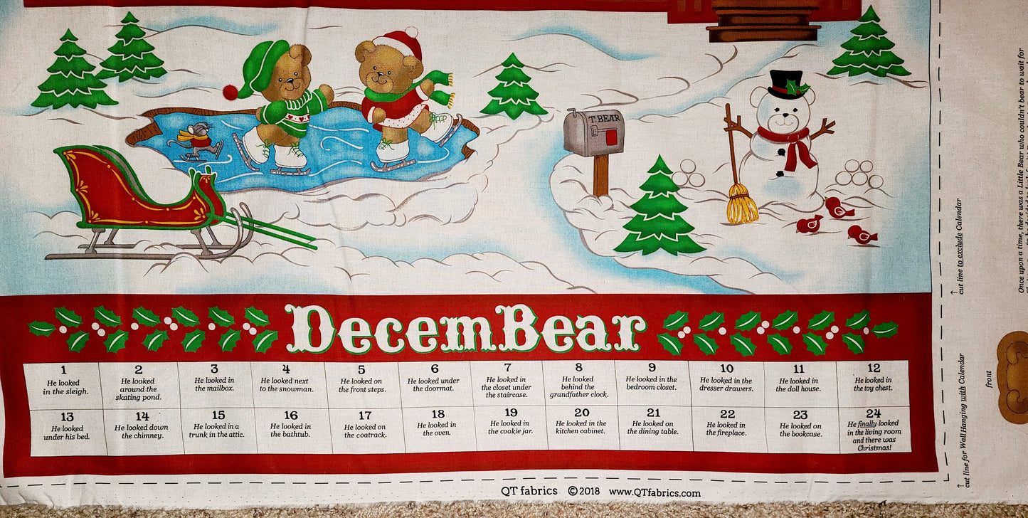 Quilting Treasures Beary Merry Christmas Countdown-to-Christmas or Advent Calendar Fabric by the Panel